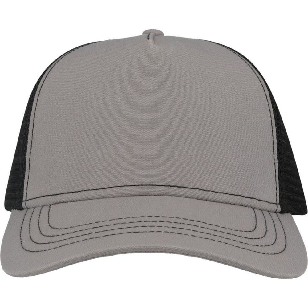 Atlantis Unisex Adult Rapper 5 Panel Canvas Recycled Trucker Cap / Gray/Black